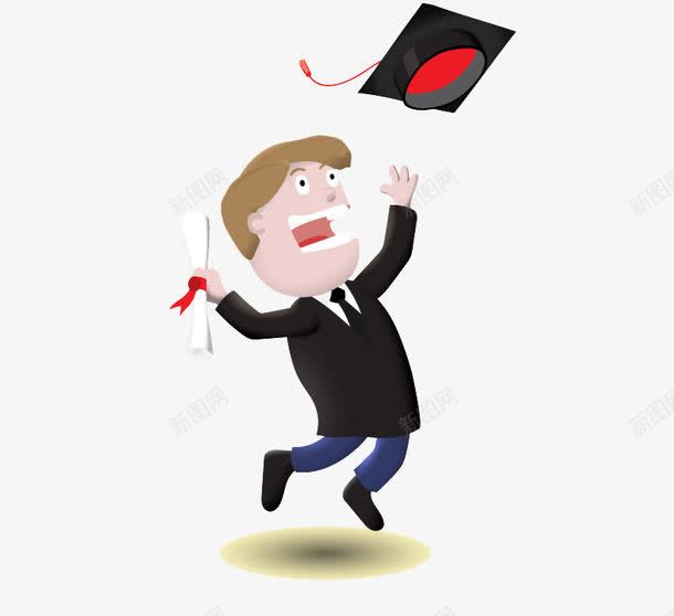 卡通扔博士帽的毕业生矢量图ai免抠素材_88icon https://88icon.com 博士帽 卡通 卡通毕业生 学生 毕业生 毕业生素材 矢量图