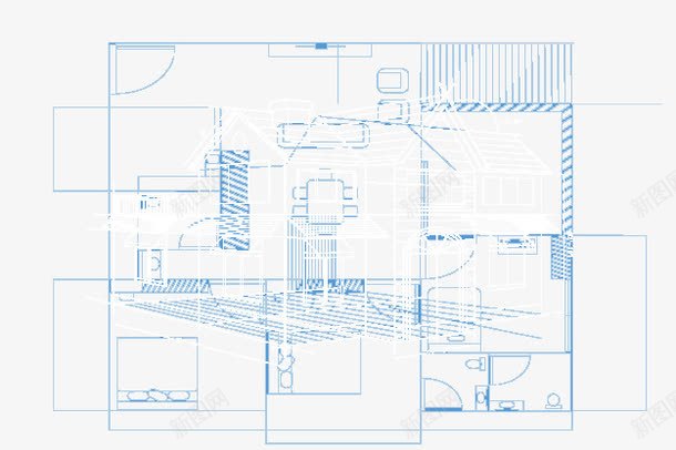 时尚线性房子模型png免抠素材_88icon https://88icon.com 底纹背景 底纹边框 建筑模型 建筑物手稿 建筑蓝色背景 建筑设计 矢量素材 线性线条