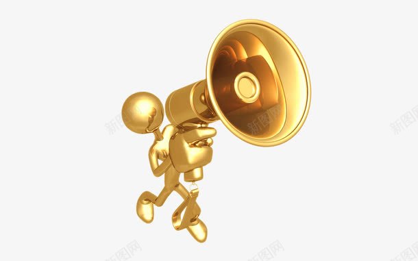拿着喇叭的小金人png免抠素材_88icon https://88icon.com 3D人物 3D小人 PPT素材 上班族 会议 信号 商务 商务团队 喇叭 小金人 电子 职场 金色小人 金融