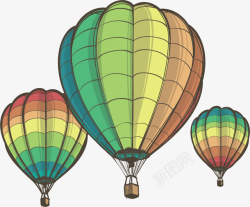 手绘风彩虹色热气球矢量图素材