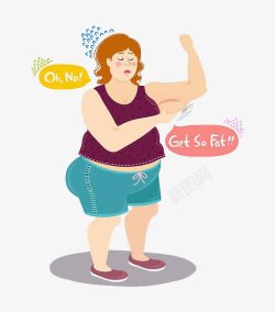 压力肥胖女人接触手臂文字气球素材