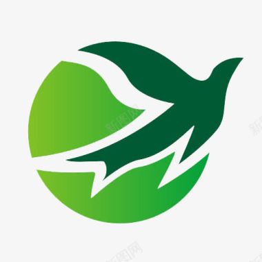 绿色PNG绿色圆形飞翔的燕子图标图标