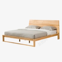卧室大床北欧风实木双人床高清图片