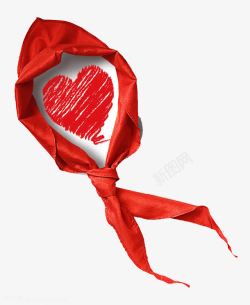 折纸爱心桃夹着爱心桃的红领巾高清图片
