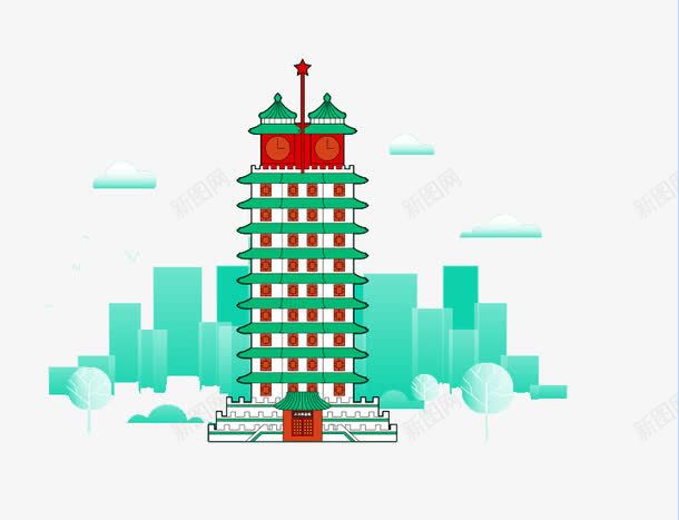 二七广场png免抠素材_88icon https://88icon.com 卡通 地标 塔 建筑 标志性建筑物 简笔画 郑州