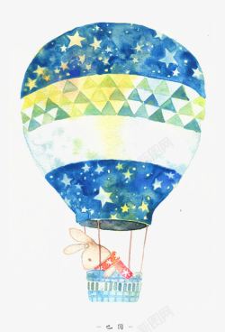 水彩球背景手绘小清新水彩热气球高清图片