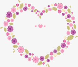 粉红花朵爱心边框矢量图素材
