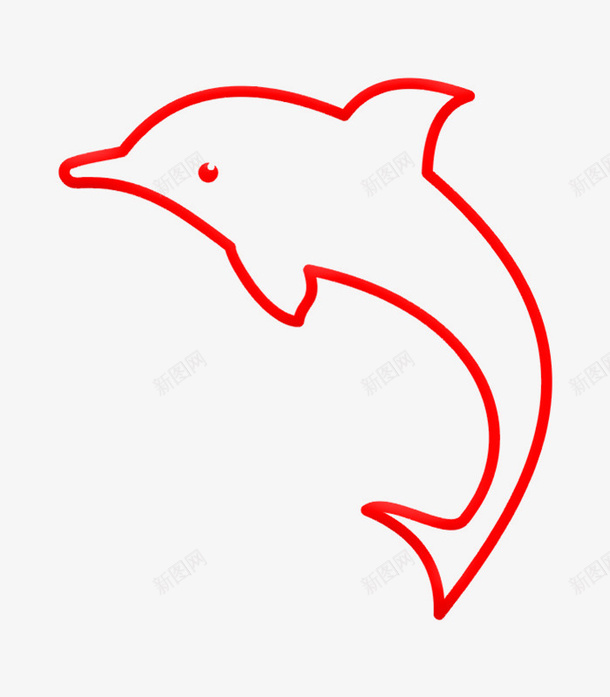 红色线条海豚手绘图png免抠素材_88icon https://88icon.com 可爱的 手绘图 海生动物 海豚 简图 简笔 线条