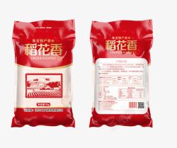 红色主题袋装稻花香大米素材