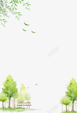 绿色清新春季树木装饰背景素材