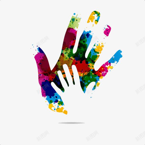 手印psd免抠素材_88icon https://88icon.com 亲子 彩色 父子手印 色彩