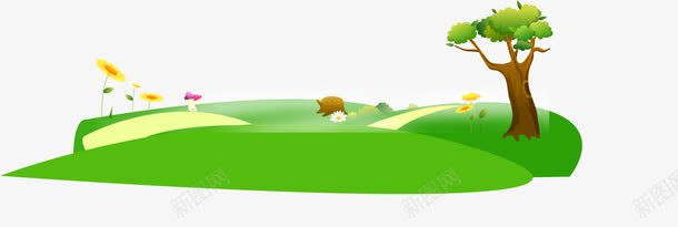 春天手绘大树草地png免抠素材_88icon https://88icon.com 大树 春天 草地
