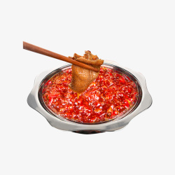 红色筷子卡通手绘火锅底料与食材高清图片
