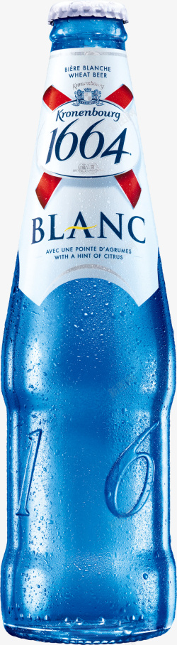 蓝色的瓶子凯旋1664白啤酒高清图片