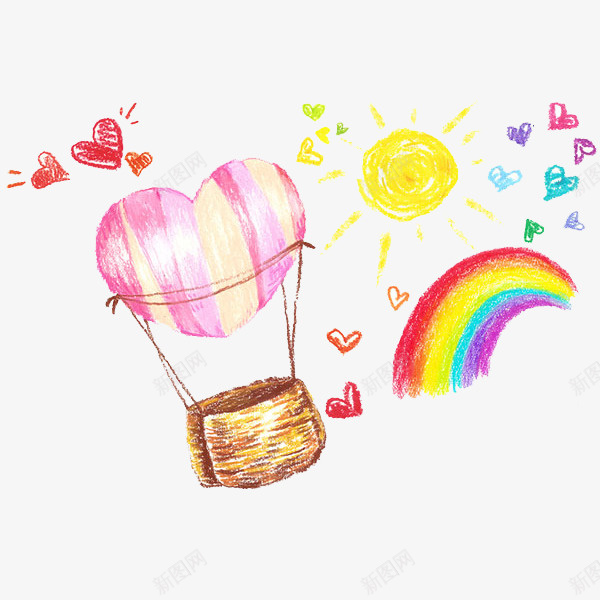 卡通爱心热气球图png免抠素材_88icon https://88icon.com 创意的 卡通 太阳 彩虹 水彩画 热气球 爱心 空气球