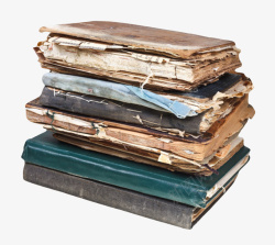肮脏不堪棕色破旧整齐堆起来的书实物高清图片