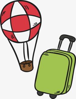 全球旅行拉杆箱热气球旅游出行元素图标矢高清图片