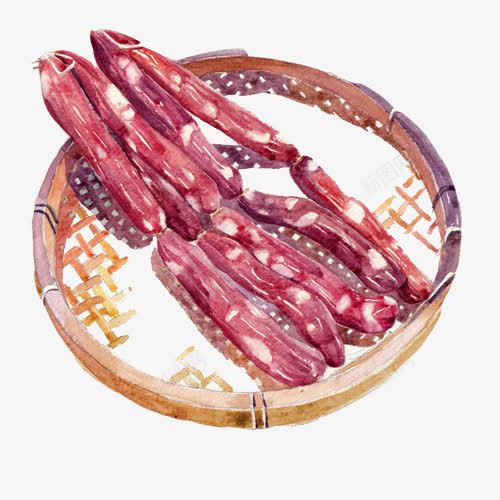 香肠手绘画片png免抠素材_88icon https://88icon.com 手绘美食 晒干 红色 肉食 腊肠 腌制 香肠