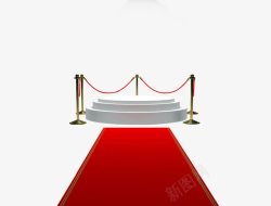 实物栏杆圆形展台与护栏红地毯高清图片