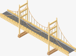 卡通手绘黄色的吊桥素材