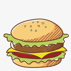 卡通简约美食西餐汉堡装饰广告设素材