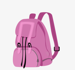 手绘卡通紫色旅行背包素材