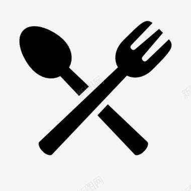 中餐餐具勺子和叉子图标图标
