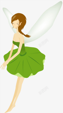 水彩女孩手绘带翅膀的小仙女高清图片