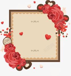 精美红玫瑰装饰相框素材