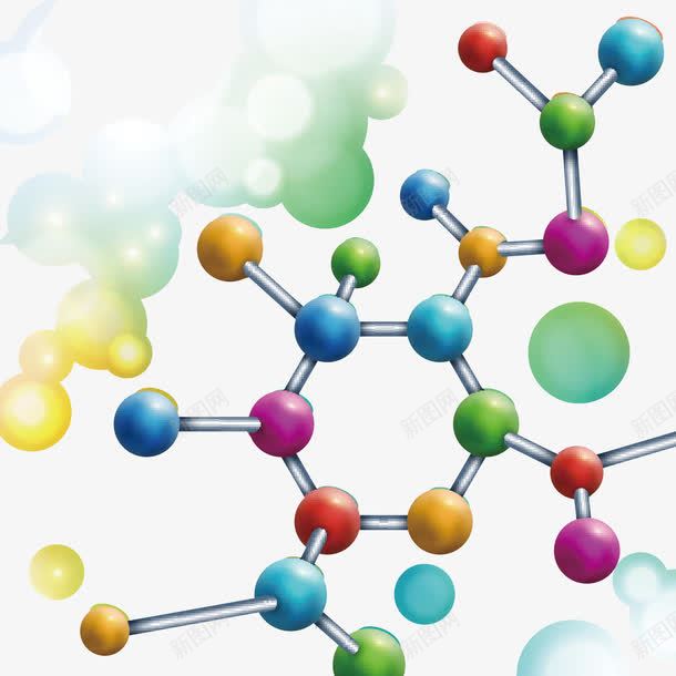 彩色化学分子结构png免抠素材_88icon https://88icon.com 化学 化学式 小球 彩色分子结构 物理 物理元素 物理分子 科学研究