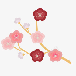 花卉树枝卡通扁平化梅花矢量图高清图片