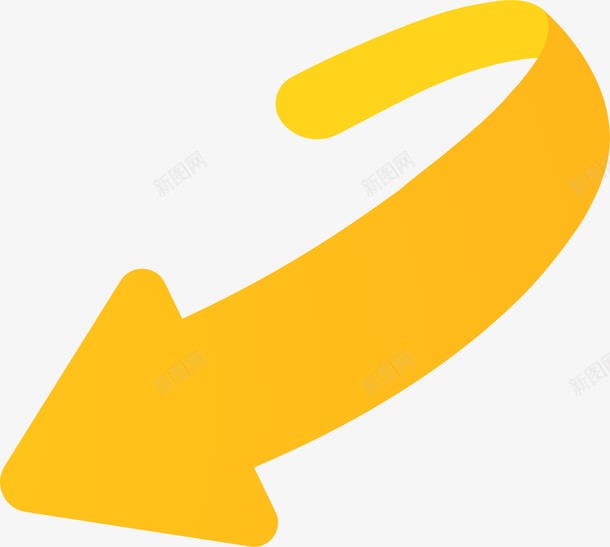 黄色线条箭头png免抠素材_88icon https://88icon.com 弧形箭头 扭曲箭头 简约箭头 线条图案 装饰图案 黄色箭头