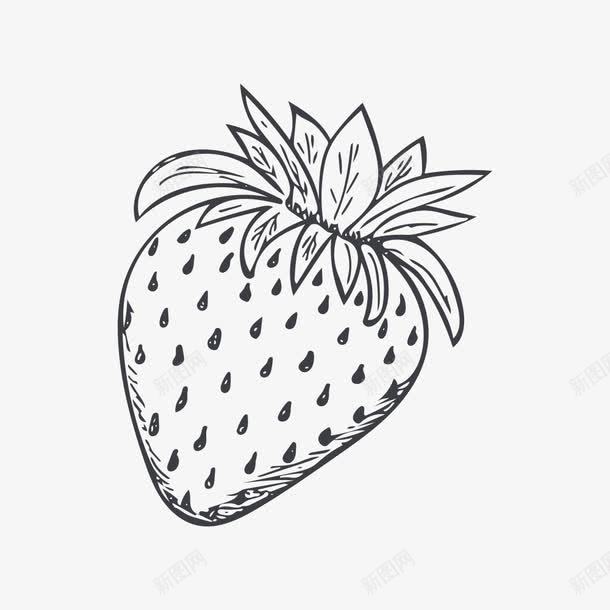 素描草莓png免抠素材_88icon https://88icon.com 一颗 卡通 手绘 水果 白色 素描 缨子 草莓 黑色