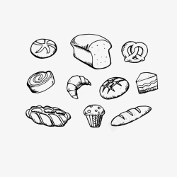 黑色餐饮门头黑色线条面包麻花蛋糕矢量图高清图片
