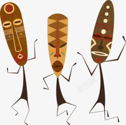 手绘非洲面具民族文化素材