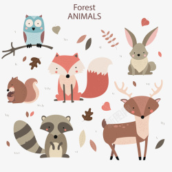 水彩绘动物彩绘森林动物矢量图高清图片