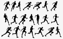 赛跑的运动员手绘跑步人姿势高清图片