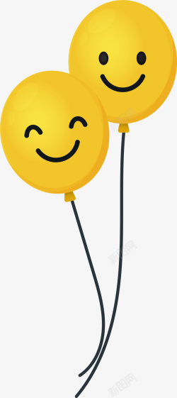 漂浮笑容黄色卡通微笑气球高清图片