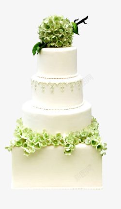 四层蛋糕绿色花球蛋糕高清图片