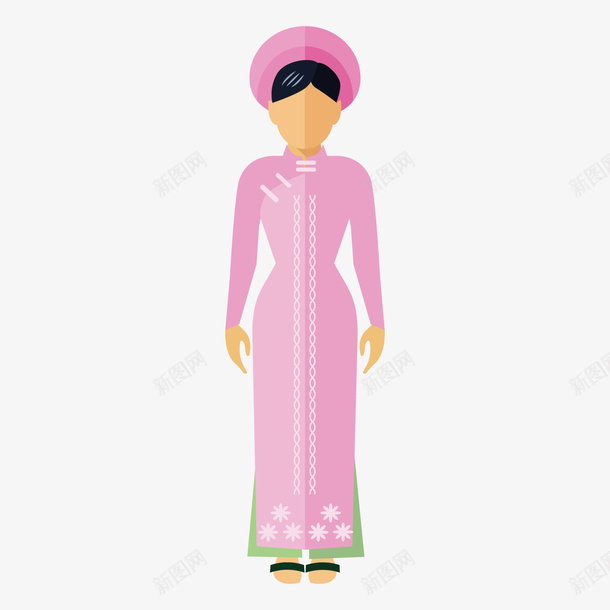 彩色扁平化越南女士元素矢量图ai免抠素材_88icon https://88icon.com 卡通插画 女士 彩色 扁平化 服饰 穿着 越南 矢量图