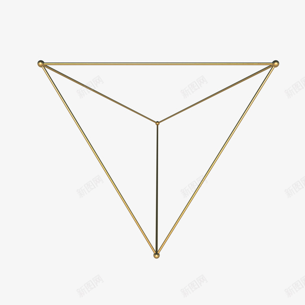 三角形的金色立体几何png免抠素材_88icon https://88icon.com 3D几何 创意 有新意 点线结构 立体 线条 金属 金色