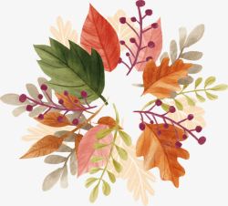 水彩秋天树叶标题框素材