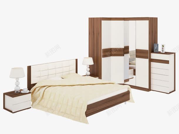 现代家具png免抠素材_88icon https://88icon.com 产品实物 床 床头柜 床头灯 衣柜