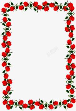 红色玫瑰边框欧式花纹素材