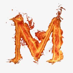 免抠英文字母M英文字母M火焰字高清图片