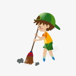 孩子做家务扫地的小男孩高清图片