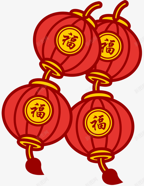 福字红灯笼串png免抠素材_88icon https://88icon.com 新年 福字 红灯笼 节日素材