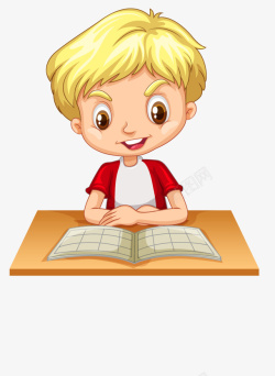 自主课桌前看书的男孩高清图片