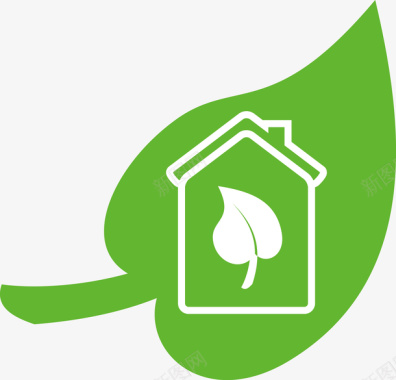 绿色能源图标绿色房屋装修叶子图标图标