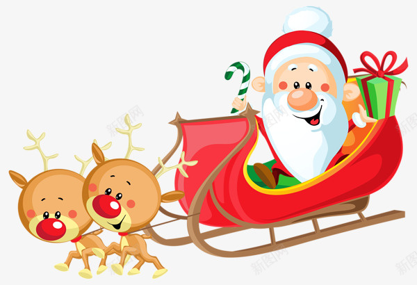 圣诞老人圣诞节送礼物两只麋鹿png免抠素材_88icon https://88icon.com 两只麋鹿 圣诞老人 圣诞节 送礼物